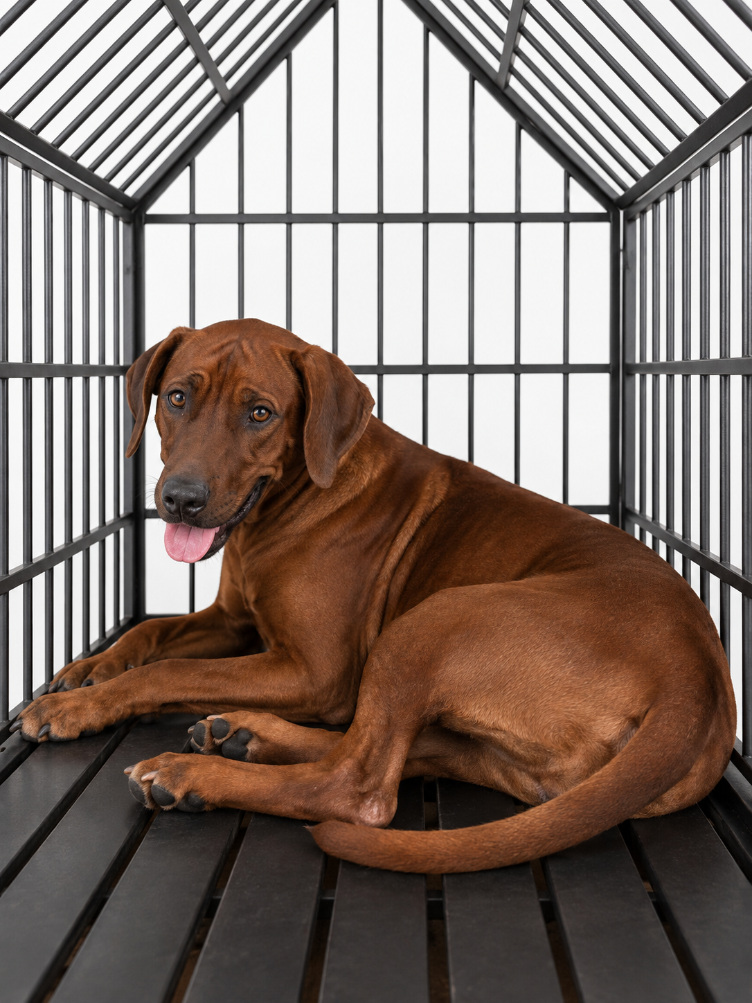 Relaxed portrait of Delilah, a female Rhodesian Ridgeback