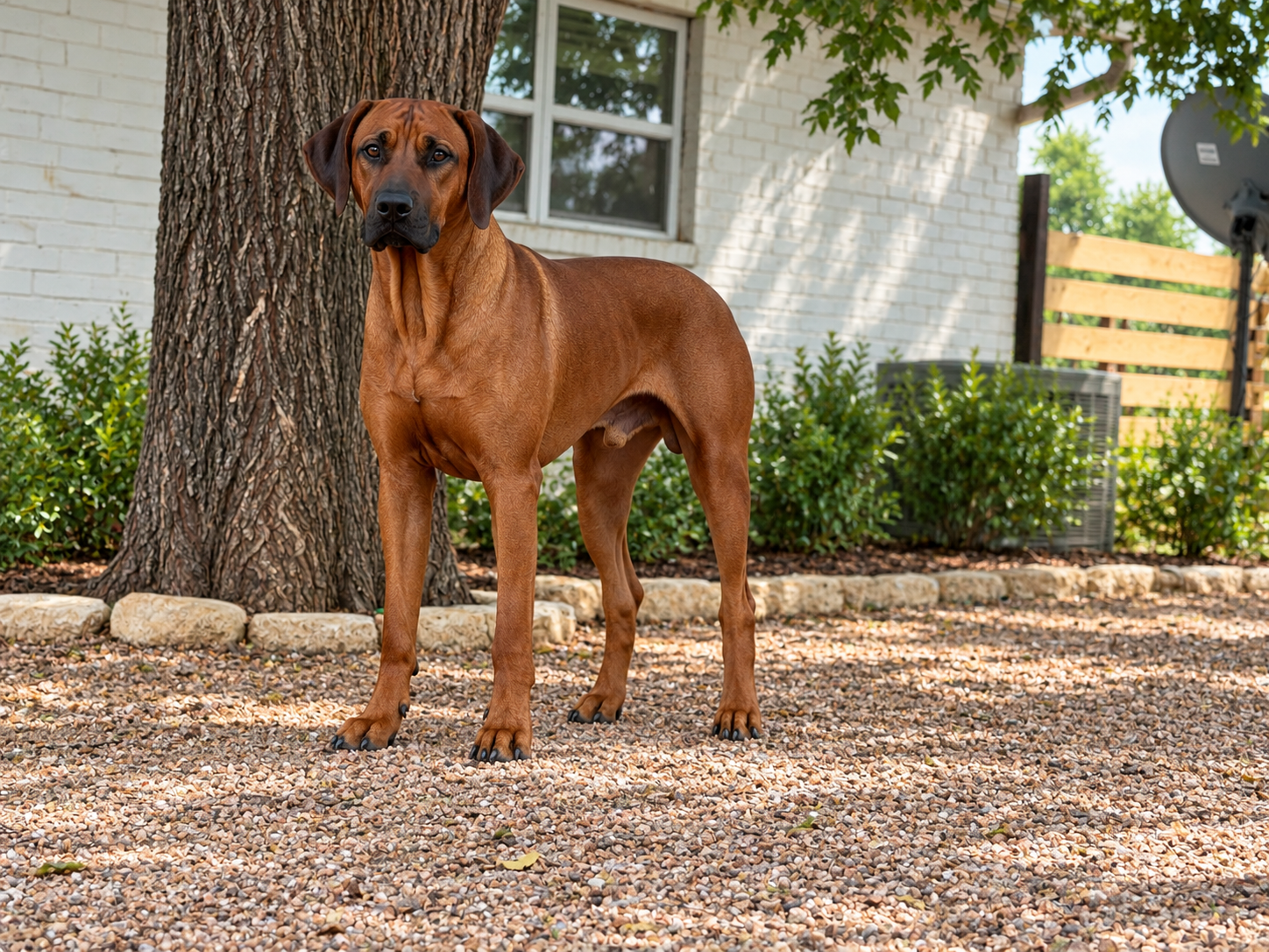 Josie the Rhodesian Ridgeback at her Texas Hill Country home